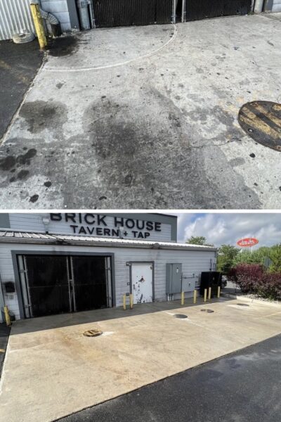 Before and after of parking lot
